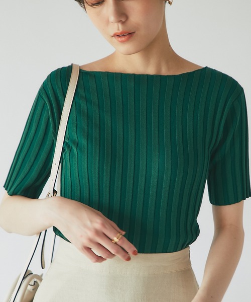 un dix cors(アンディコール)の「定番トップス ワイドリブ半袖ニットプルオーバー(ニット/セーター・レディース・ブラック/グリーン/オフホワイト/オレンジ・FREE)」の22枚目の写真