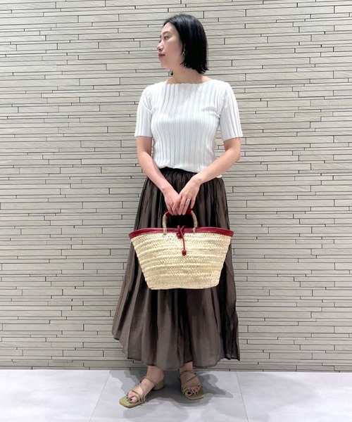 un dix cors(アンディコール)の「定番トップス ワイドリブ半袖ニットプルオーバー(ニット/セーター・レディース・ブラック/グリーン/オフホワイト/オレンジ・FREE)」の6枚目の写真