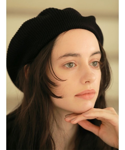 ACYM(アシーム)の「Relaxy knit ベレー(ハンチング/ベレー帽・レディース・ホワイト/ブラック・FREE)」の3枚目の写真