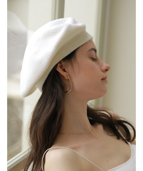 ACYM(アシーム)の「Relaxy knit ベレー(ハンチング/ベレー帽・レディース・ホワイト/ブラック・FREE)」の6枚目の写真
