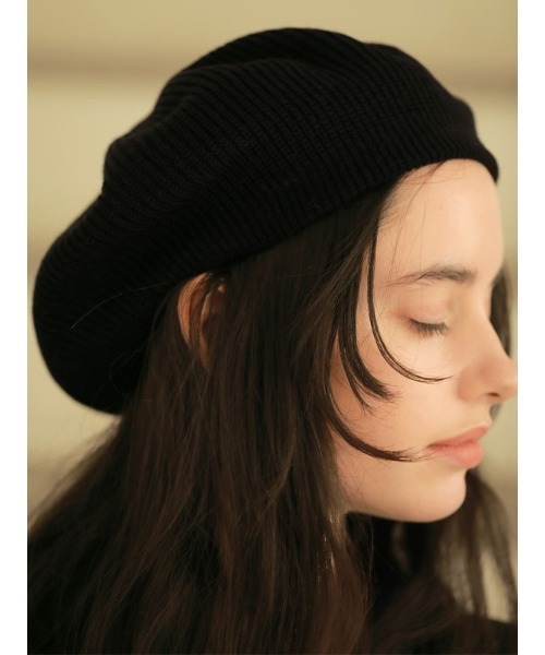 ACYM(アシーム)の「Relaxy knit ベレー(ハンチング/ベレー帽・レディース・ホワイト/ブラック・FREE)」の4枚目の写真