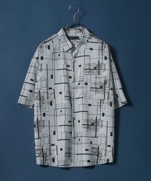Cool Touch Fabric Total Pattern Print Oversize Silky Shirt/接触冷感 総柄プリント オーバーサイズ シルクタッチ シャツ