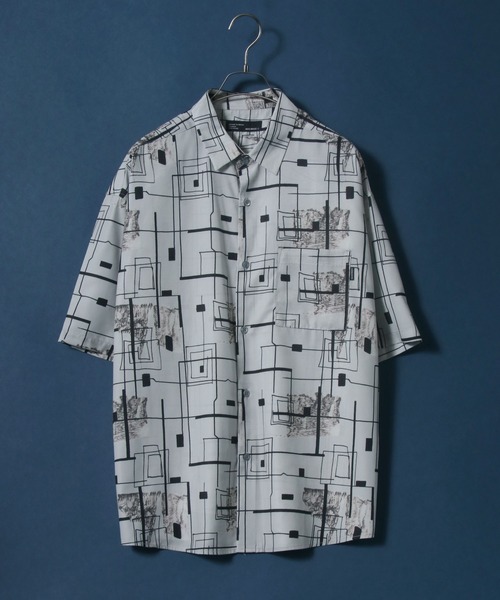ANPAS(アンパス)の「Cool Touch Fabric Total Pattern Print Oversize Silky Shirt/接触冷感 総柄プリント オーバーサイズ シルクタッチ シャツ(シャツ/ブラウス・メンズ・ホワイト/ライトグレー/ブラック/ブラウン/グレー/グリーン/アイボリー/その他・M/L)」の7枚目の写真