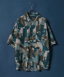 Cool Touch Fabric Total Pattern Print Oversize Silky Shirt/接触冷感 総柄プリント オーバーサイズ シルクタッチ シャツ