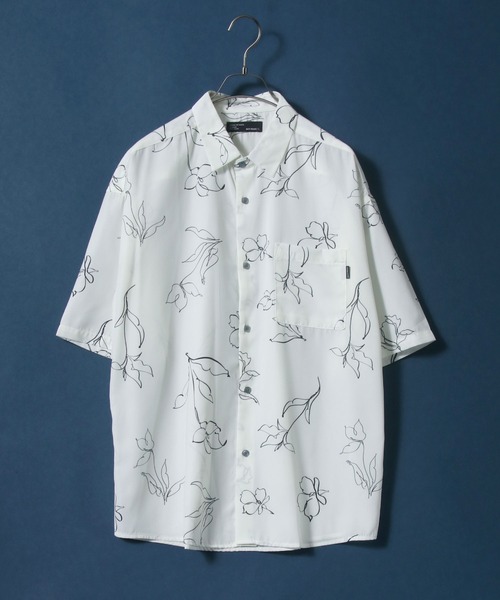 ANPAS(アンパス)の「Cool Touch Fabric Total Pattern Print Oversize Silky Shirt/接触冷感 総柄プリント オーバーサイズ シルクタッチ シャツ(シャツ/ブラウス・メンズ・ホワイト/ライトグレー/ブラック/ブラウン/グレー/グリーン/アイボリー/その他・M/L)」の4枚目の写真