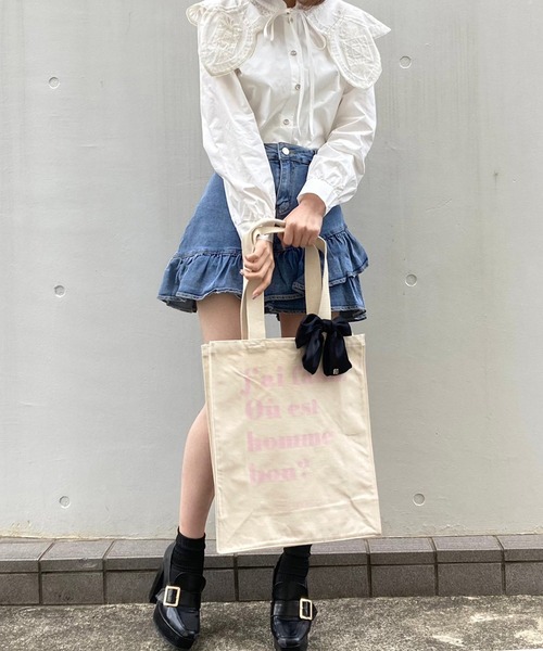 TITTY&CO.（ティティーアンドコー）の「【TITTY&CO.】オリジナルトートバッグ（トートバッグ・レディース・ブラック/ピンク・FREE）」の6枚目の写真