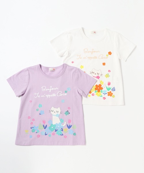 KP(ケーピー)の「cocoちゃんアップリケとお花プリント半袖Tシャツ(100-130cm)(Tシャツ/カットソー・キッズ・ラベンダー/オフホワイト・130cm/100cm/120cm/110cm)」の6枚目の写真