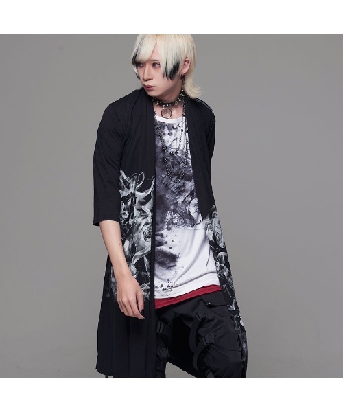 CIVARIZE(シヴァーライズ)の「『CIVARIZE/シヴァーライズ』スモークプリントロングトッパーカーディガン(カーディガン/ボレロ・メンズ・ブラック・FREE)」の4枚目の写真