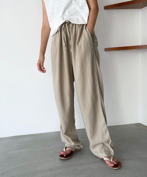 El mar（エルマール）の「El mar(エルマール) ギャザー紐テーパードパンツ（その他パンツ・レディース・オレンジ/グリーン/ラベンダー/ブラック/カーキ/ベージュ/イエロー・ONE SIZE）」の2枚目の写真