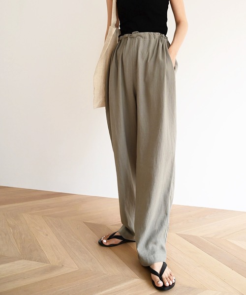 El mar（エルマール）の「El mar(エルマール) ギャザー紐テーパードパンツ（その他パンツ・レディース・オレンジ/グリーン/ラベンダー/ブラック/カーキ/ベージュ/イエロー・ONE SIZE）」の3枚目の写真