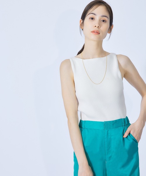 ROPE'（ロペ）の「カップ付きリブニットタンクトップ（タンクトップ・レディース・ベージュ/ブラック/ホワイト/ミント・38）」の2枚目の写真