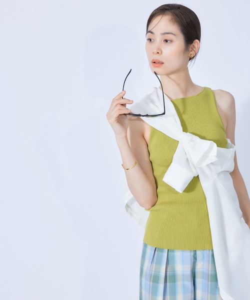 ROPE'（ロペ）の「カップ付きリブニットタンクトップ（タンクトップ・レディース・ベージュ/ブラック/ホワイト/ミント・38）」の4枚目の写真