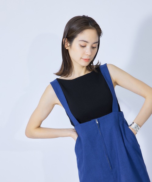 ROPE'（ロペ）の「カップ付きリブニットタンクトップ（タンクトップ・レディース・ベージュ/ブラック/ホワイト/ミント・38）」の3枚目の写真