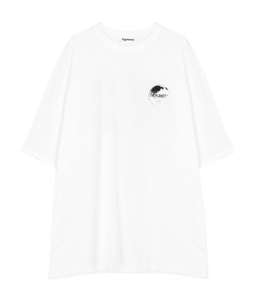 Figments(フィグメンツ)の「THEPLANETロゴTシャツ(Tシャツ/カットソー・レディース・ホワイト/スミクロ・FREE)」の1枚目の写真