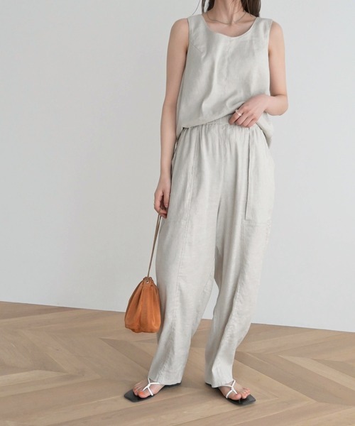 CANAL JEAN（キャナルジーン）の「RED CHOP WORKS(レッドチョップワークス) リネン混タンクトップ（タンクトップ・レディース・ブラック/ナチュラル・38）」の8枚目の写真