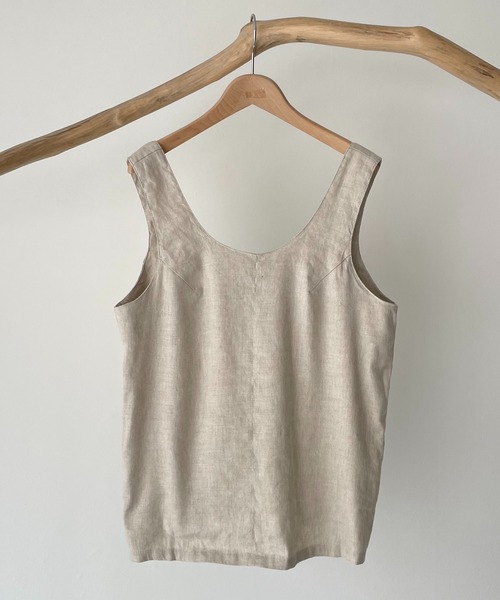 CANAL JEAN（キャナルジーン）の「RED CHOP WORKS(レッドチョップワークス) リネン混タンクトップ（タンクトップ・レディース・ブラック/ナチュラル・38）」の10枚目の写真