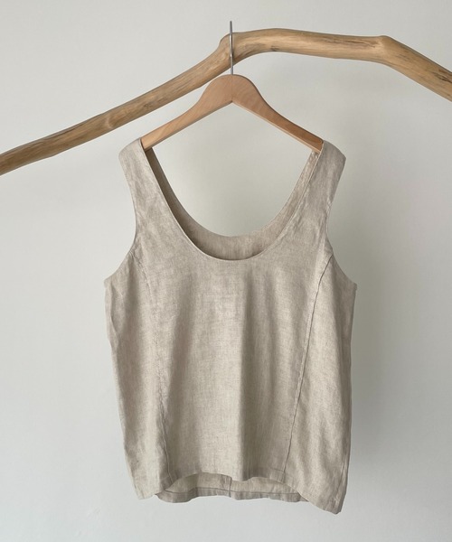 CANAL JEAN（キャナルジーン）の「RED CHOP WORKS(レッドチョップワークス) リネン混タンクトップ（タンクトップ・レディース・ブラック/ナチュラル・38）」の11枚目の写真
