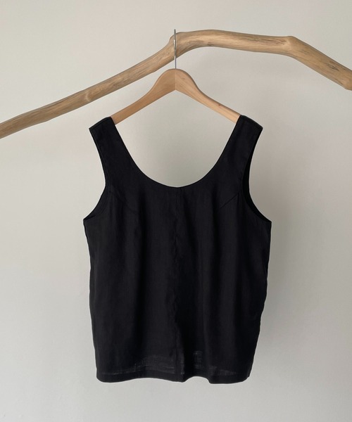 CANAL JEAN（キャナルジーン）の「RED CHOP WORKS(レッドチョップワークス) リネン混タンクトップ（タンクトップ・レディース・ブラック/ナチュラル・38）」の12枚目の写真