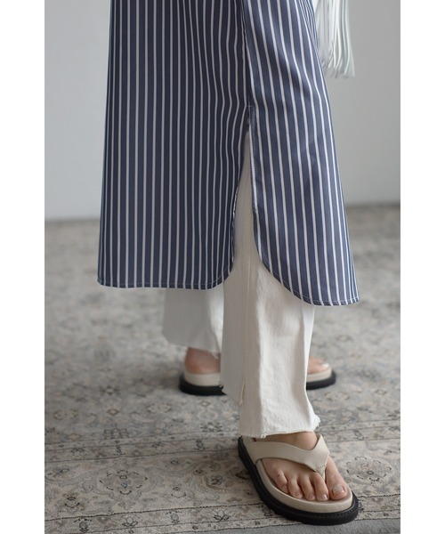 Bonjour Sagan（ボンジュールサガン）の「ボリュームスリーブストライプシャツワンピース（シャツワンピース・レディース・ネイビー×ホワイト・FREE）」の12枚目の写真