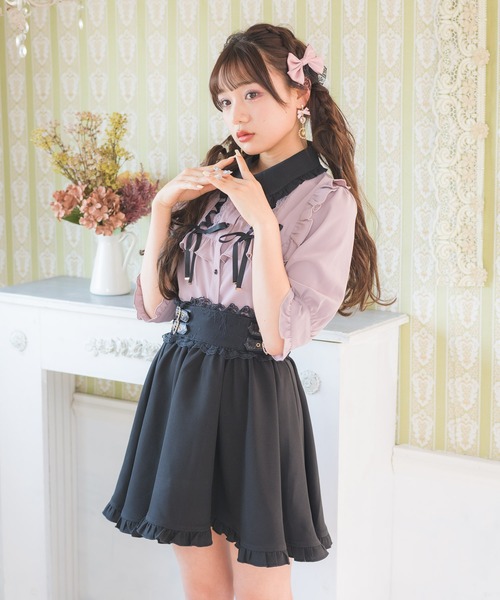 ROJITA(ロジータ)の「衿フリルダブルレースアップ配色ブラウス(シャツ/ブラウス・レディース・ホワイト/ブラック/ピンク・FREE)」の20枚目の写真