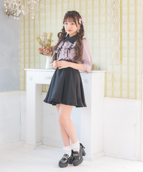 ROJITA(ロジータ)の「衿フリルダブルレースアップ配色ブラウス(シャツ/ブラウス・レディース・ホワイト/ブラック/ピンク・FREE)」の17枚目の写真