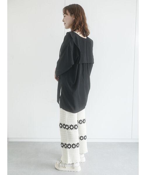 ehka sopo(エヘカソポ)の「セーラーカラーチュニックブラウス(チュニック・レディース・ブラック/オフホワイト/グリーン・フリ-)」の8枚目の写真