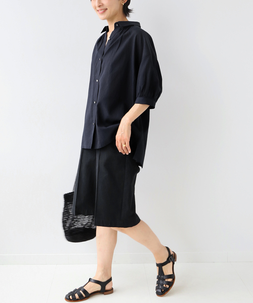 JOURNAL STANDARD relume(ジャーナルスタンダード レリューム)の「ギャザーパフブラウス(シャツ/ブラウス・レディース・ホワイト/ネイビー/ブルー系その他・FREE)」の4枚目の写真