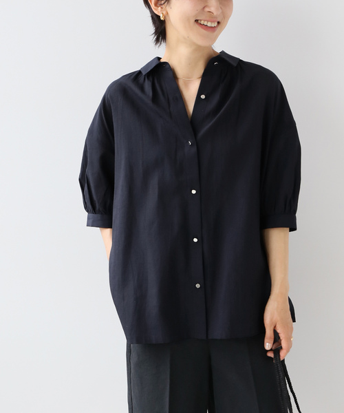 JOURNAL STANDARD relume(ジャーナルスタンダード レリューム)の「ギャザーパフブラウス(シャツ/ブラウス・レディース・ホワイト/ネイビー/ブルー系その他・FREE)」の6枚目の写真