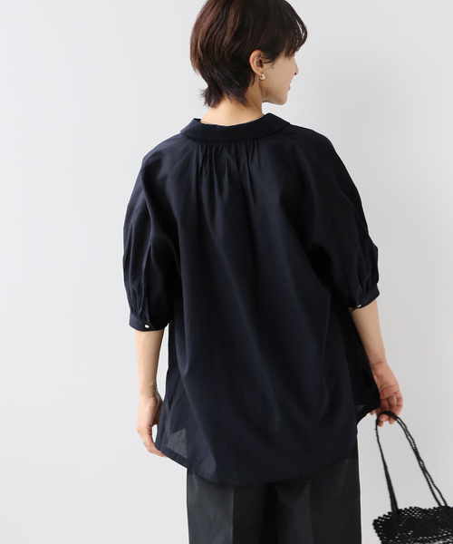 JOURNAL STANDARD relume(ジャーナルスタンダード レリューム)の「ギャザーパフブラウス(シャツ/ブラウス・レディース・ホワイト/ネイビー/ブルー系その他・FREE)」の8枚目の写真