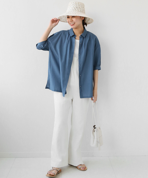 JOURNAL STANDARD relume(ジャーナルスタンダード レリューム)の「ギャザーパフブラウス(シャツ/ブラウス・レディース・ホワイト/ネイビー/ブルー系その他・FREE)」の9枚目の写真