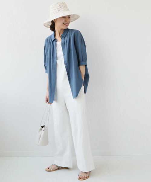 JOURNAL STANDARD relume(ジャーナルスタンダード レリューム)の「ギャザーパフブラウス(シャツ/ブラウス・レディース・ホワイト/ネイビー/ブルー系その他・FREE)」の10枚目の写真