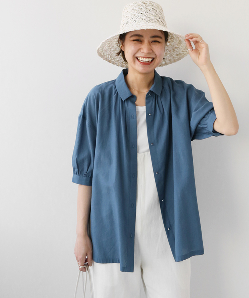 JOURNAL STANDARD relume(ジャーナルスタンダード レリューム)の「ギャザーパフブラウス(シャツ/ブラウス・レディース・ホワイト/ネイビー/ブルー系その他・FREE)」の13枚目の写真