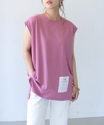 HER CLOSET（ハークローゼット）の「【shemoshelly】プリントタグデザインフレンチスリーブチュニックTシャツカットソー（Tシャツ/カットソー）」