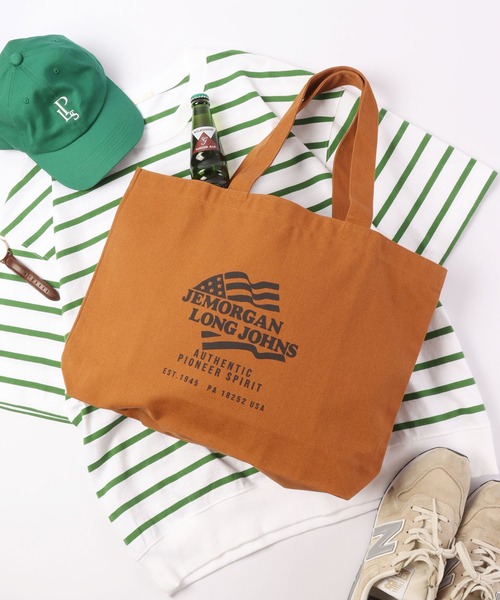 JEMORGAN(ジェーイーモーガン)の「JEMORGAN WEB限定 ロゴプリント入り キャンバストートバッグ(トートバッグ・メンズ・ブラック/カモフラージュ/ナチュラル/キャメル・FREE)」の3枚目の写真