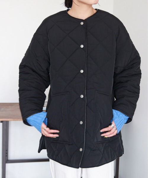 feepur（フェピュール）の「パイピングキルティングコート（ノーカラーコート・レディース・ブラック/オフホワイト・MEDIUM）」の17枚目の写真