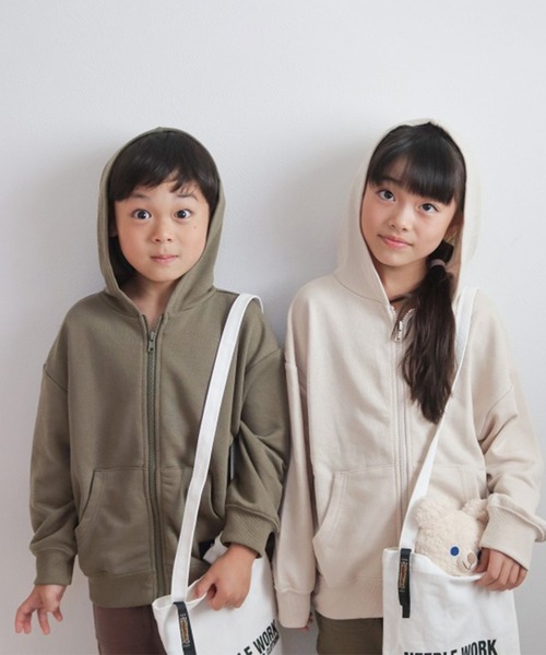 ZERO standerd（ゼロスタンダード）の「ZERO Standard/ゼロスタンダード フードジャケット（パーカー・キッズ・ピンク/オフホワイト/アイボリー/グリーン/チャコールグレー/カーキ/ブラウン/ブラック・160cm/110cm/120cm/150cm/130cm/140cm）」の14枚目の写真