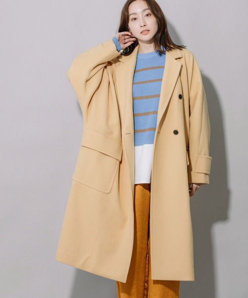 Munich(ミューニック)の「ブラッシュウールメルトンドルマンスリーブコート(チェスターコート・レディース・イエロー/アイボリー/キャメル/ブラック・XS/S)」の15枚目の写真