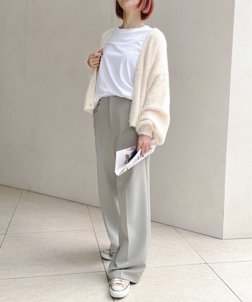 Meli rich（メリーリッチ）の「シャギーニット短丈カーディガン（カーディガン/ボレロ・レディース・グレイッシュベージュ/オレンジ/グリーン/アイボリー/ブラック/ホワイト系その他/ブラック系その他/ライトグレー・MEDIUM）」の17枚目の写真