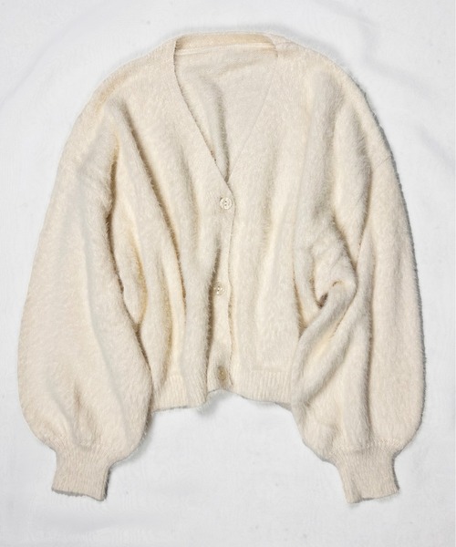 Meli rich（メリーリッチ）の「シャギーニット短丈カーディガン（カーディガン/ボレロ・レディース・グレイッシュベージュ/オレンジ/グリーン/アイボリー/ブラック/ホワイト系その他/ブラック系その他/ライトグレー・MEDIUM）」の21枚目の写真