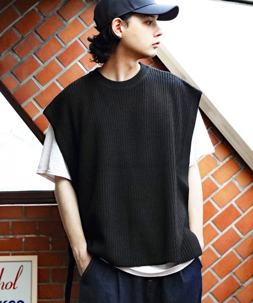 ８(eight)（エイト）の「セパレートニットベスト（ベスト・メンズ・ライトグレー/ブラック/イエロー/ブルーグレー/テラコッタ・MEDIUM/LARGE）」の2枚目の写真