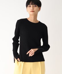 OPAQUE.CLIP | ボタンスリーブ リブニットプルオーバー(ニット/セーター)