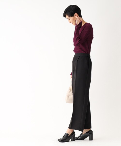 OPAQUE.CLIP（オペークドットクリップ）の「◆ボタンスリーブ リブニットプルオーバー（ニット/セーター・レディース・ダークグリーン/パープル系/ライトグレー/ブラック・40/42/36/38）」の7枚目の写真