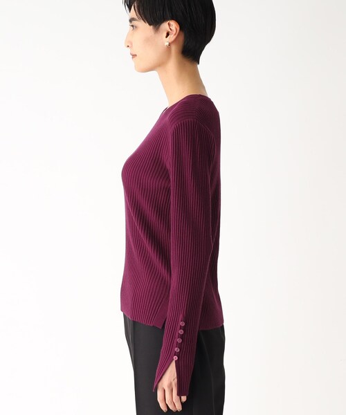 OPAQUE.CLIP（オペークドットクリップ）の「◆ボタンスリーブ リブニットプルオーバー（ニット/セーター・レディース・ダークグリーン/パープル系/ライトグレー/ブラック・40/42/36/38）」の8枚目の写真