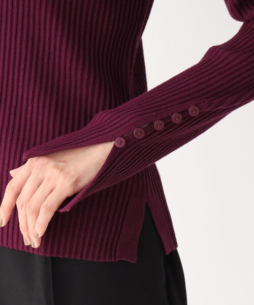 OPAQUE.CLIP（オペークドットクリップ）の「◆ボタンスリーブ リブニットプルオーバー（ニット/セーター・レディース・ダークグリーン/パープル系/ライトグレー/ブラック・40/42/36/38）」の22枚目の写真
