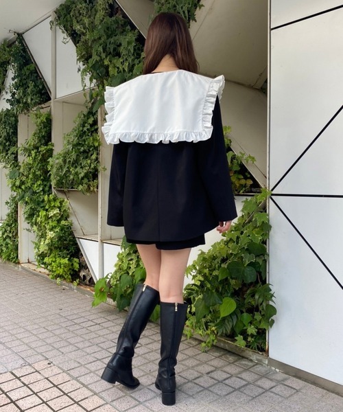 one after another NICE CLAUP(ワンアフターアナザーナイスクラップ)の「【襟が取り外せてベストにもなる】ビッグカラーマルチWAYジャケット(テーラードジャケット・レディース・ブラック/ブラウン系その他/ベージュ・FREE)」の15枚目の写真