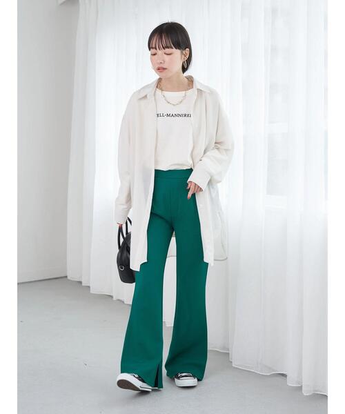 earth music&ecology（アースミュージックアンドエコロジー）の「スリットフレアパンツ（その他パンツ・レディース・ブラック/レッド/ブルー/グリーン・S/M）」の14枚目の写真