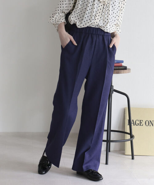 fredy emue（フレディエミュ）の「ウールライク フレアーパンツ（スラックス・レディース・ブラック/ネイビー/アイボリー/ベージュ・38/36）」の10枚目の写真