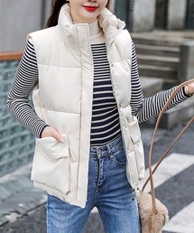 gossip!ロサンゼルス(ゴシップロサンゼルス)のスタンドカラー中綿ショートブルゾン(ダウンベスト)