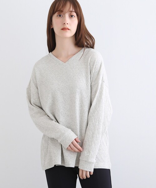 INDIVI(インディヴィ)の「【LIFE/オーガニックコットン】リラックストップス(Tシャツ/カットソー・レディース・チャコール/ライトグレー系8・38)」の1枚目の写真