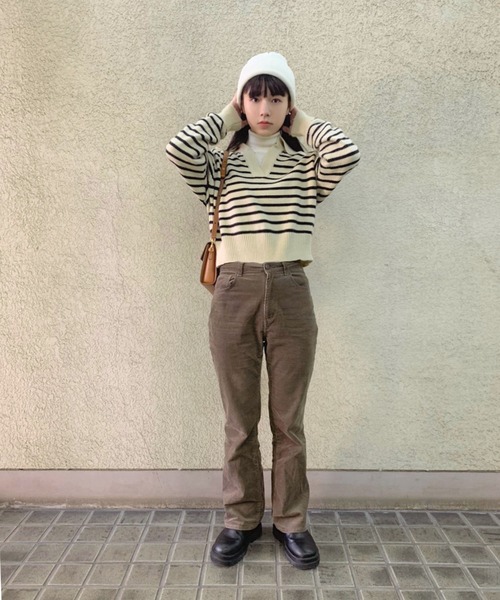 Isn't She?(イズントシー)の「ボーダースキッパーニット(ニット/セーター・レディース・ブラック/アイボリー・FREE)」の8枚目の写真